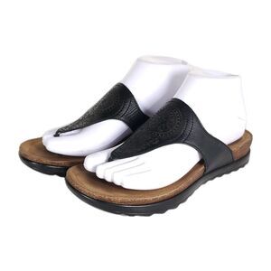 Dansko Women's Priya EU37 US6-6,5 Black Leather Slip-On Wedge Sandals Shoes